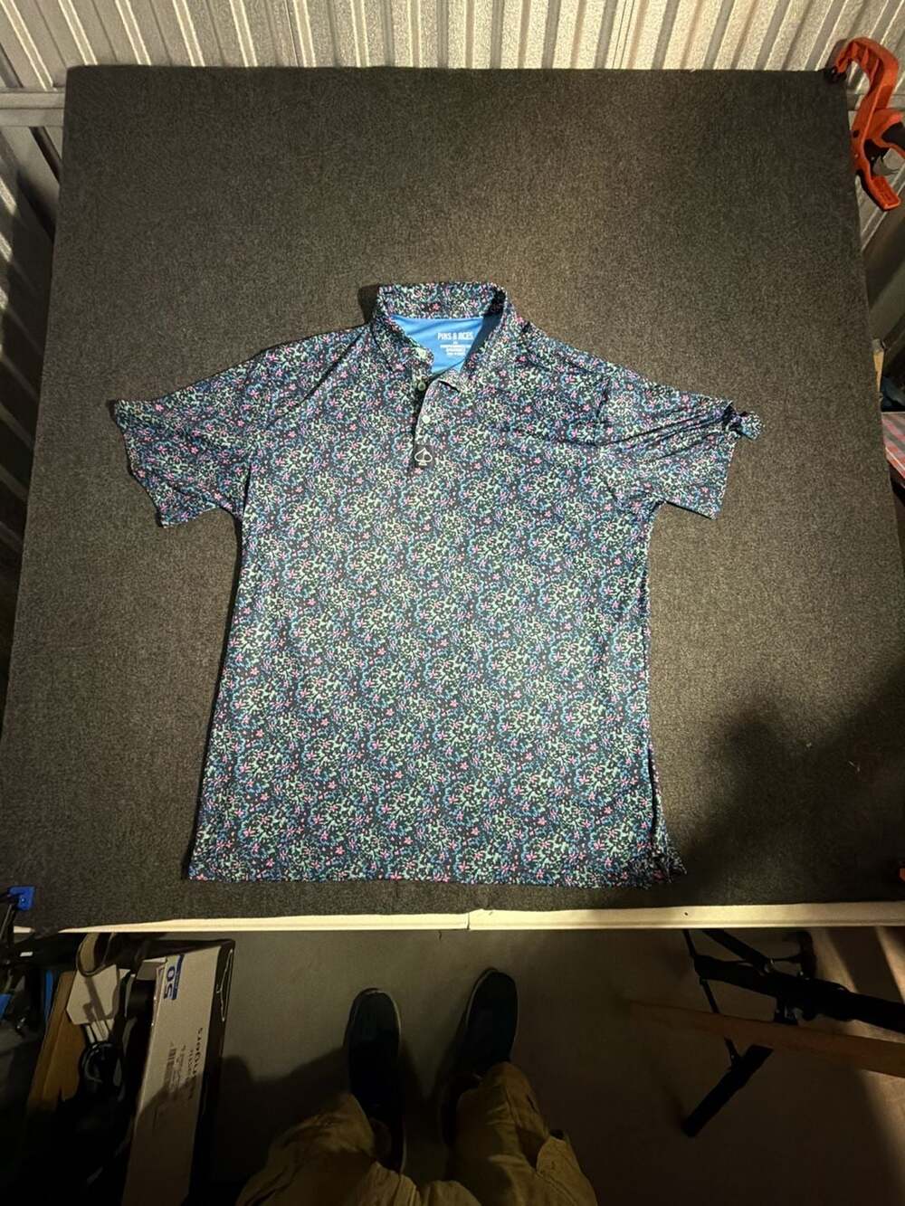 Pins & Aces Men's‎ Fluorescent Floral Performance Golf Polo Shirt